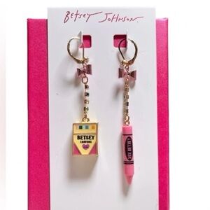 Betsey Johnson Pink and Gold Crayon Earrings